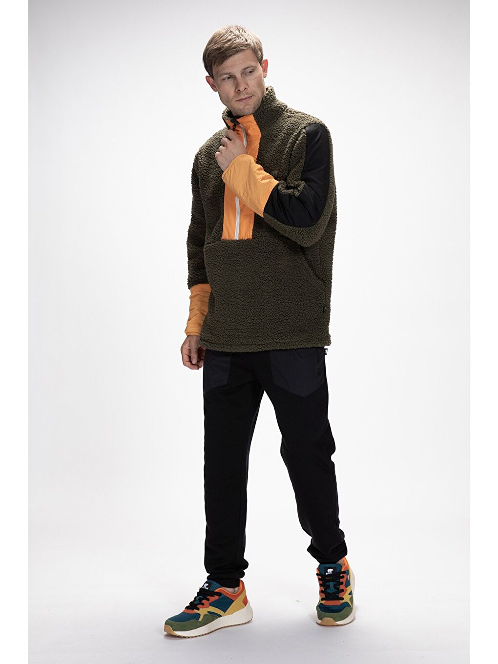 Yeşil Bomb Soluk Yeşi̇l Yarım Fermuarlı Erkek Polar-6