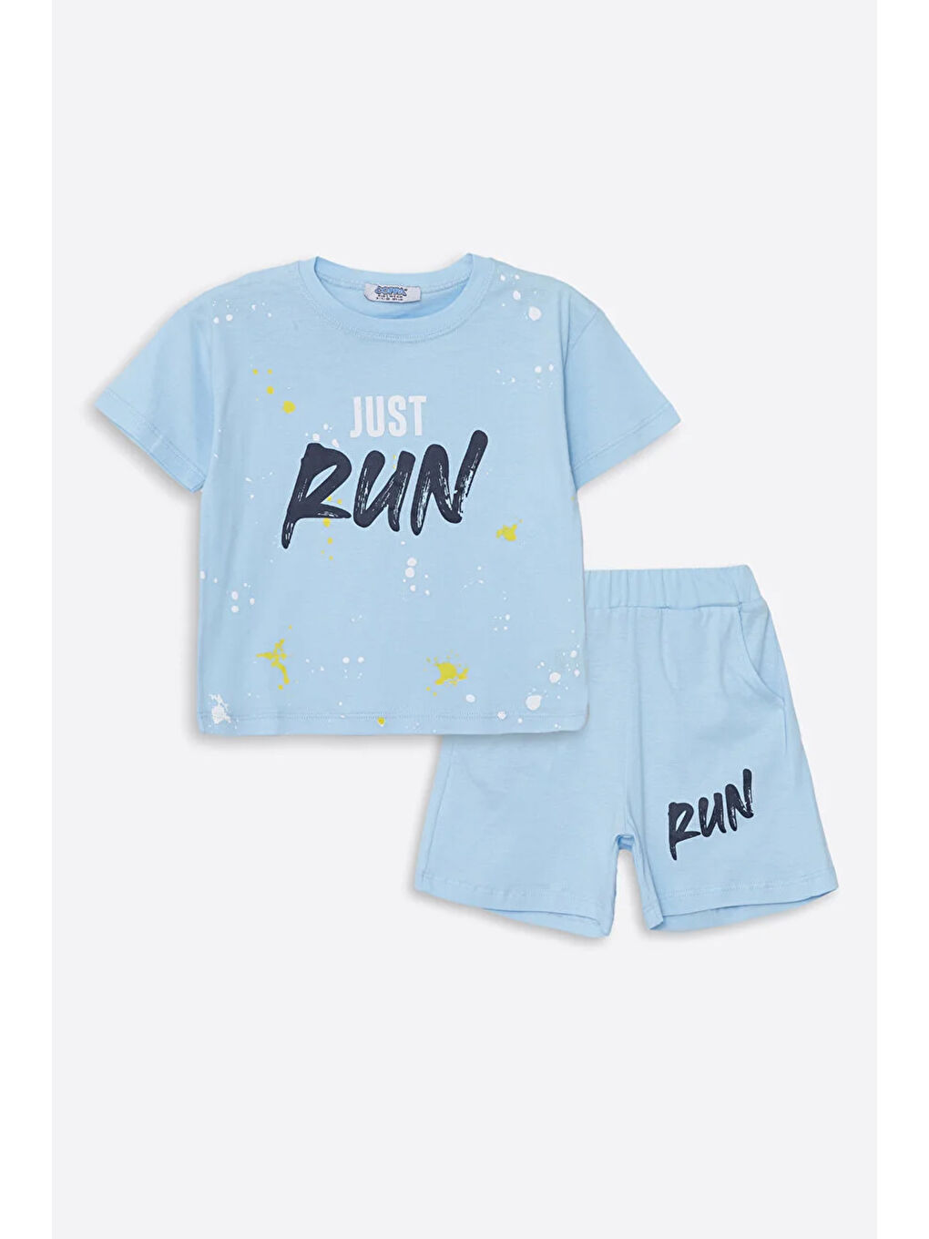 Mavi Run Baskılı Penye Şort- T-shirt Erkek Takım