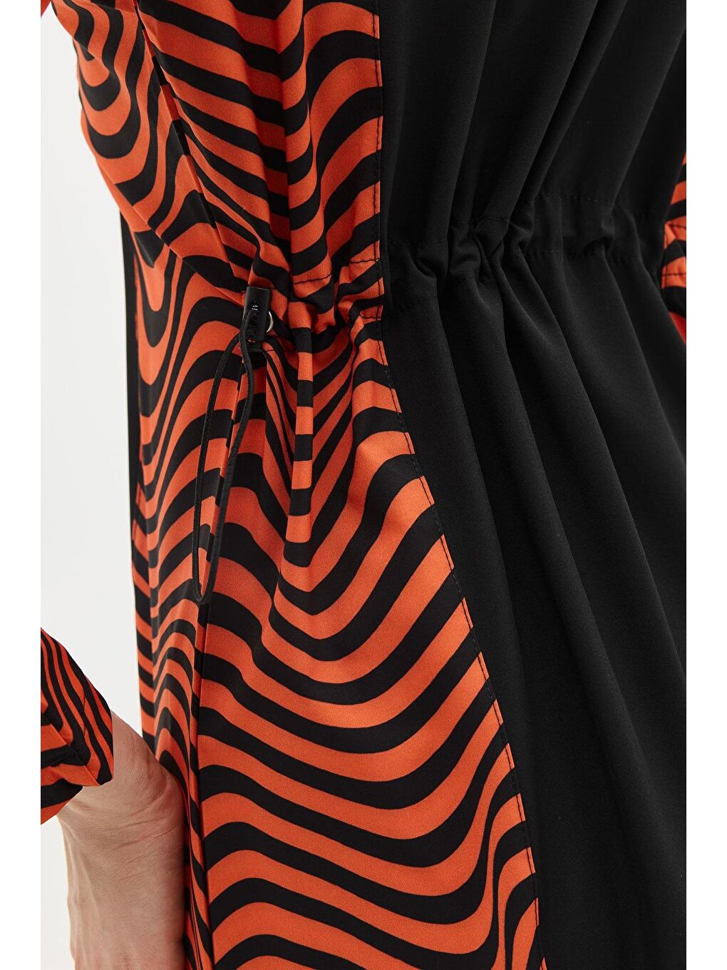 Kahverengi Zebra Desenli 4'Lü Tesettür Mayo 6227 Kiremit/Siyah-5