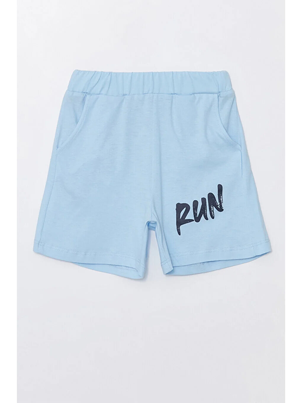 Mavi Run Baskılı Penye Şort- T-shirt Erkek Takım-4