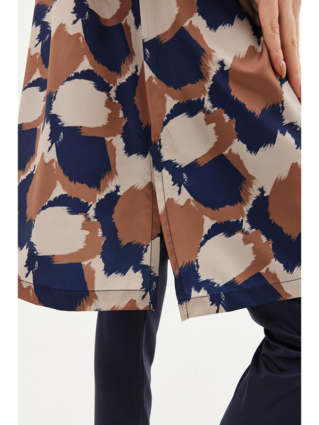 Büyük Beden Paraşüt Kumaş Fermuarlı 4'Lü Tesettür Mayo 1403 Koyu Lacivert-5