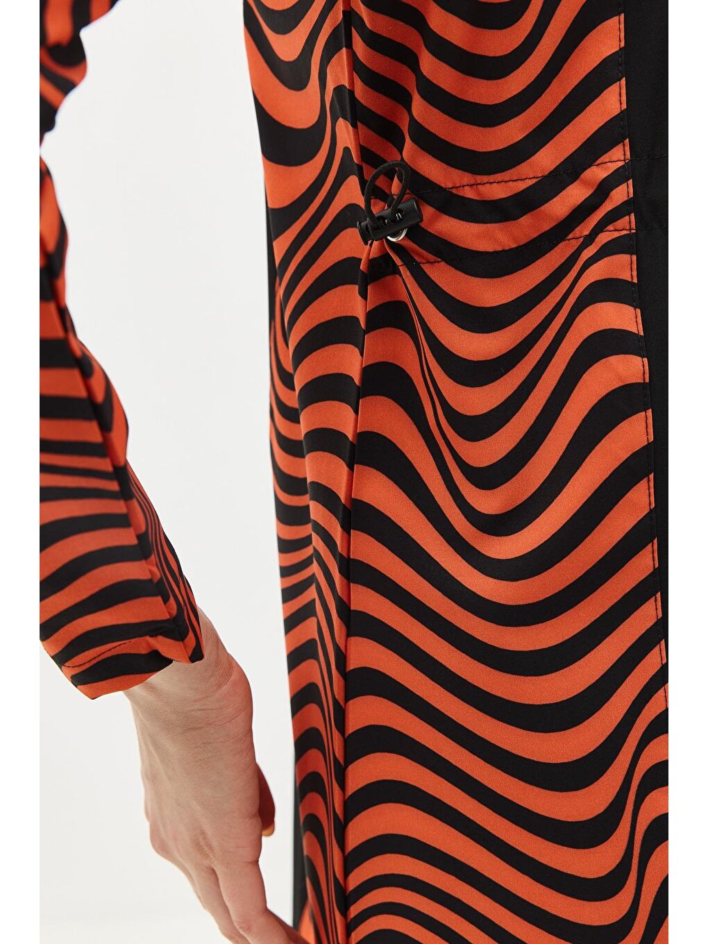 Kahverengi Zebra Desenli 4'Lü Tesettür Mayo 6227 Kiremit/Siyah-9