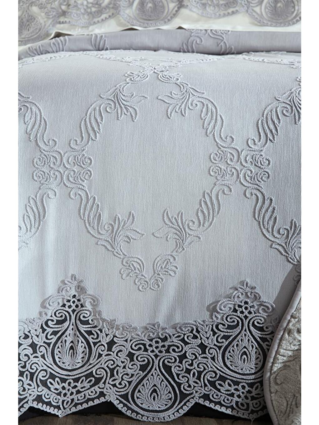 Sahra 10 Parça Battaniyeli Çeyiz Seti Gri-2