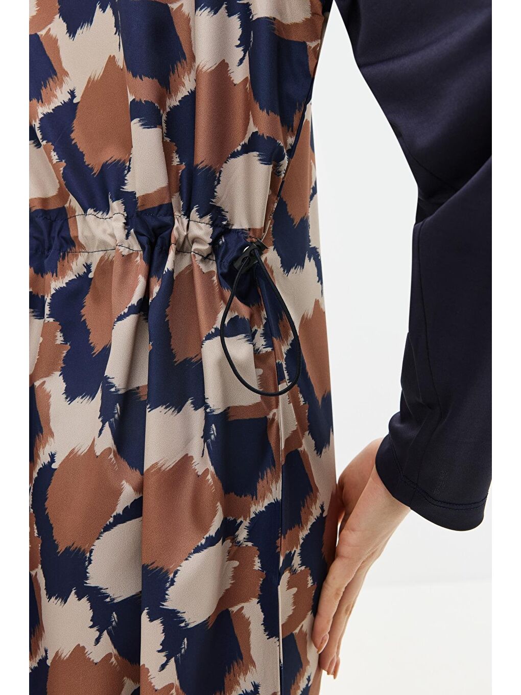 Büyük Beden Paraşüt Kumaş Fermuarlı 4'Lü Tesettür Mayo 1403 Koyu Lacivert-9