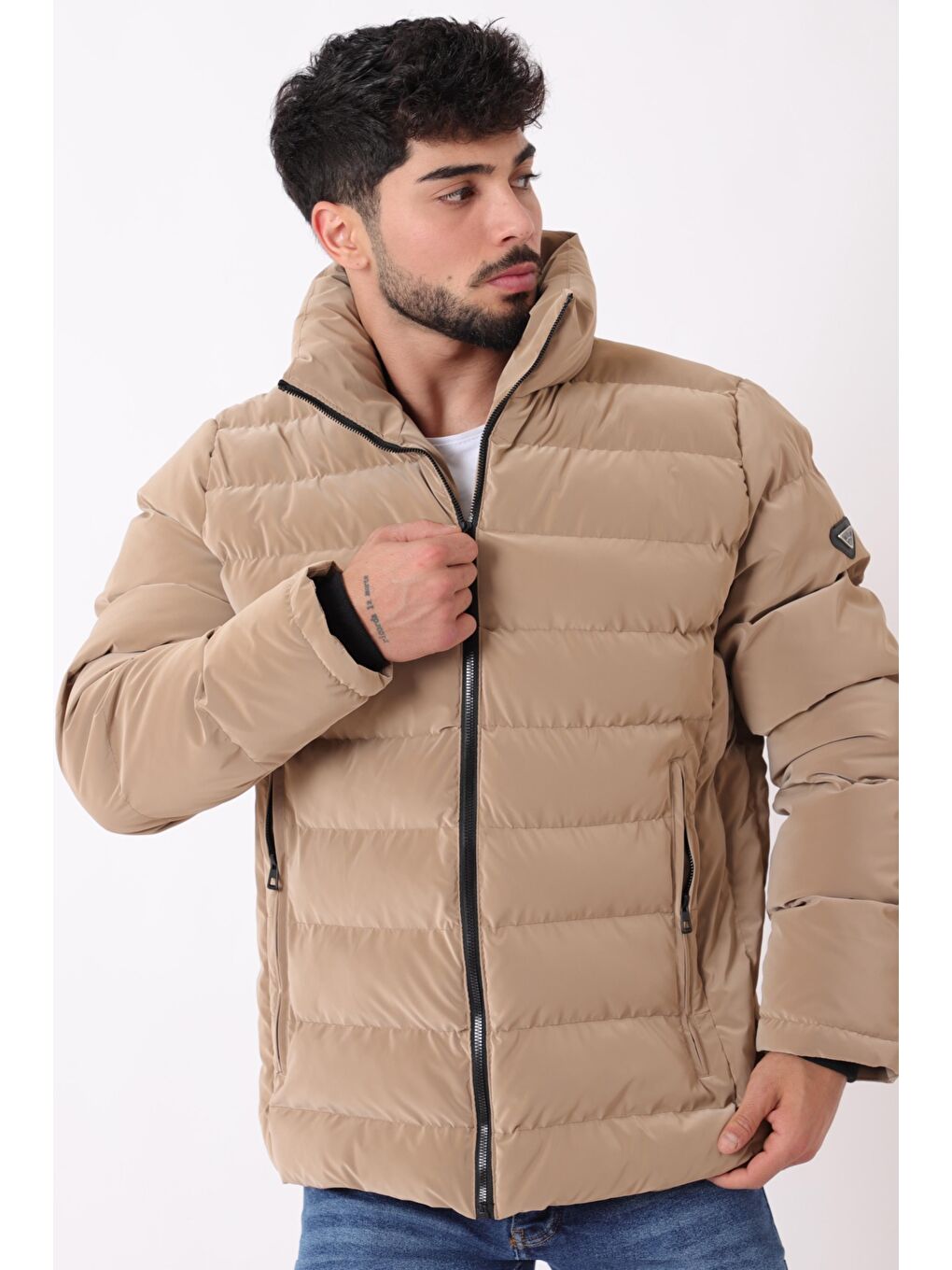 Kahverengi Cep Detay Dik Yaka Armalı Nova Kışlık Mont PLDP 3012_50463-1