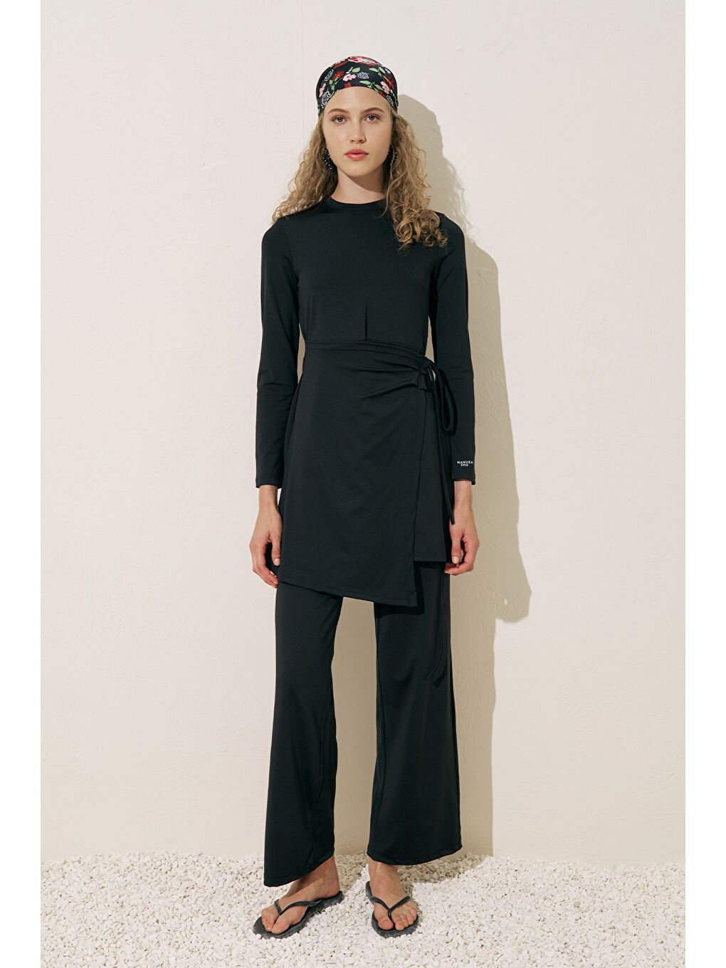 Anvelop Etekli Mayo Elbise Siyah-1