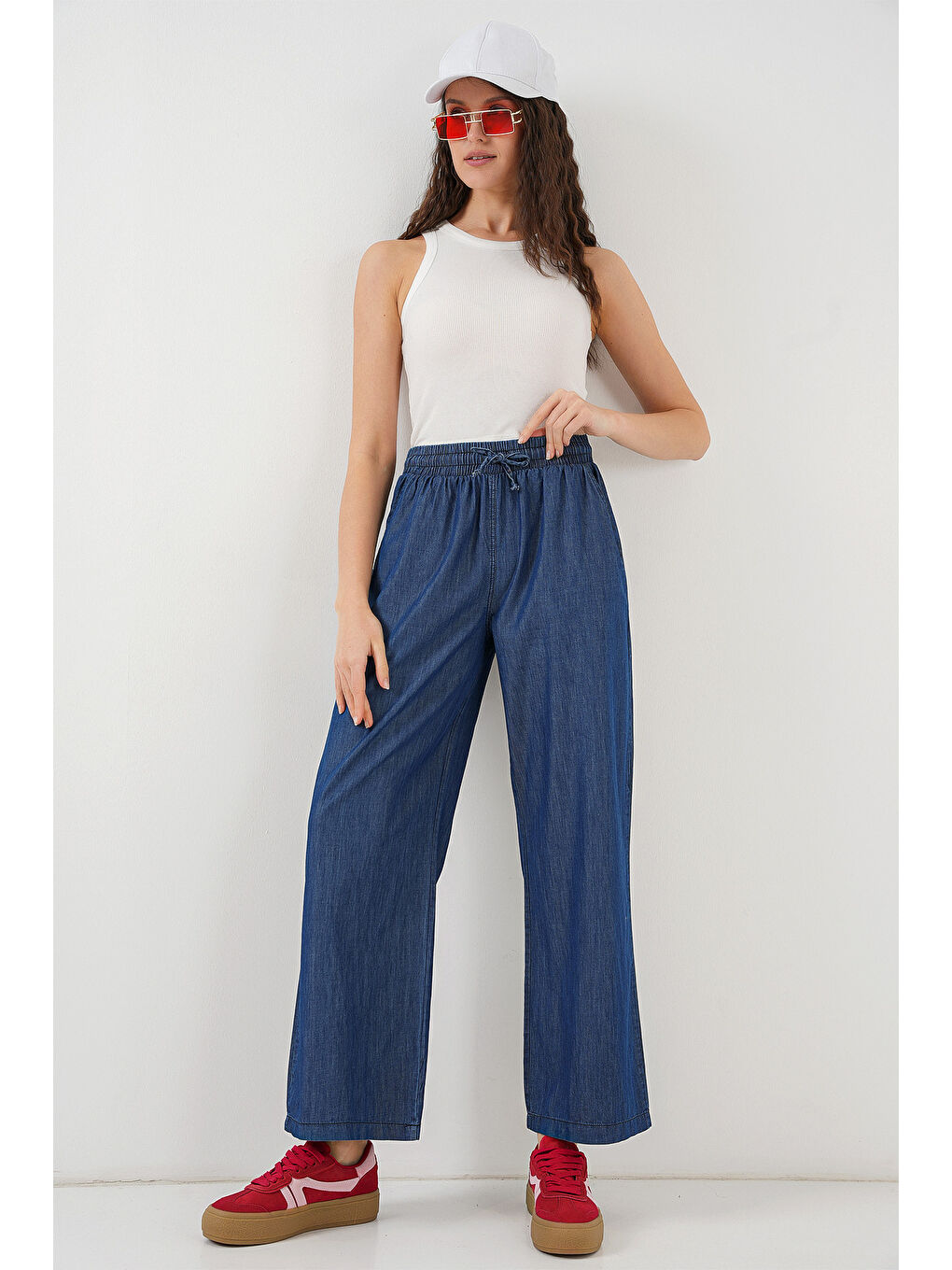 Kadın Rahat Kalıp Jean Pantolon 6707   Lacivert