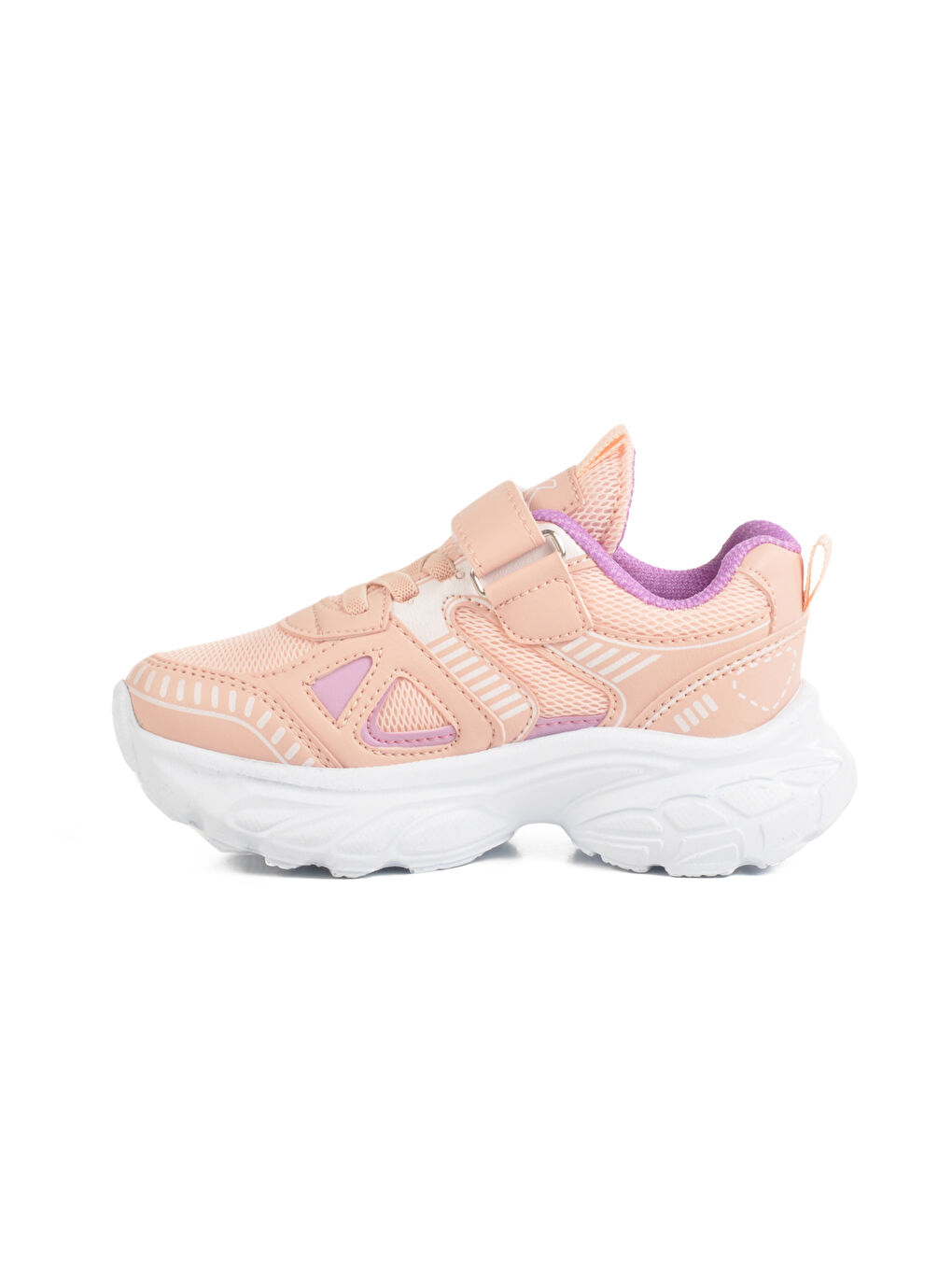 Pembe Pudra Cırtlı Fileli Kız Çocuk Spor Ayakkabı 1500 P-1