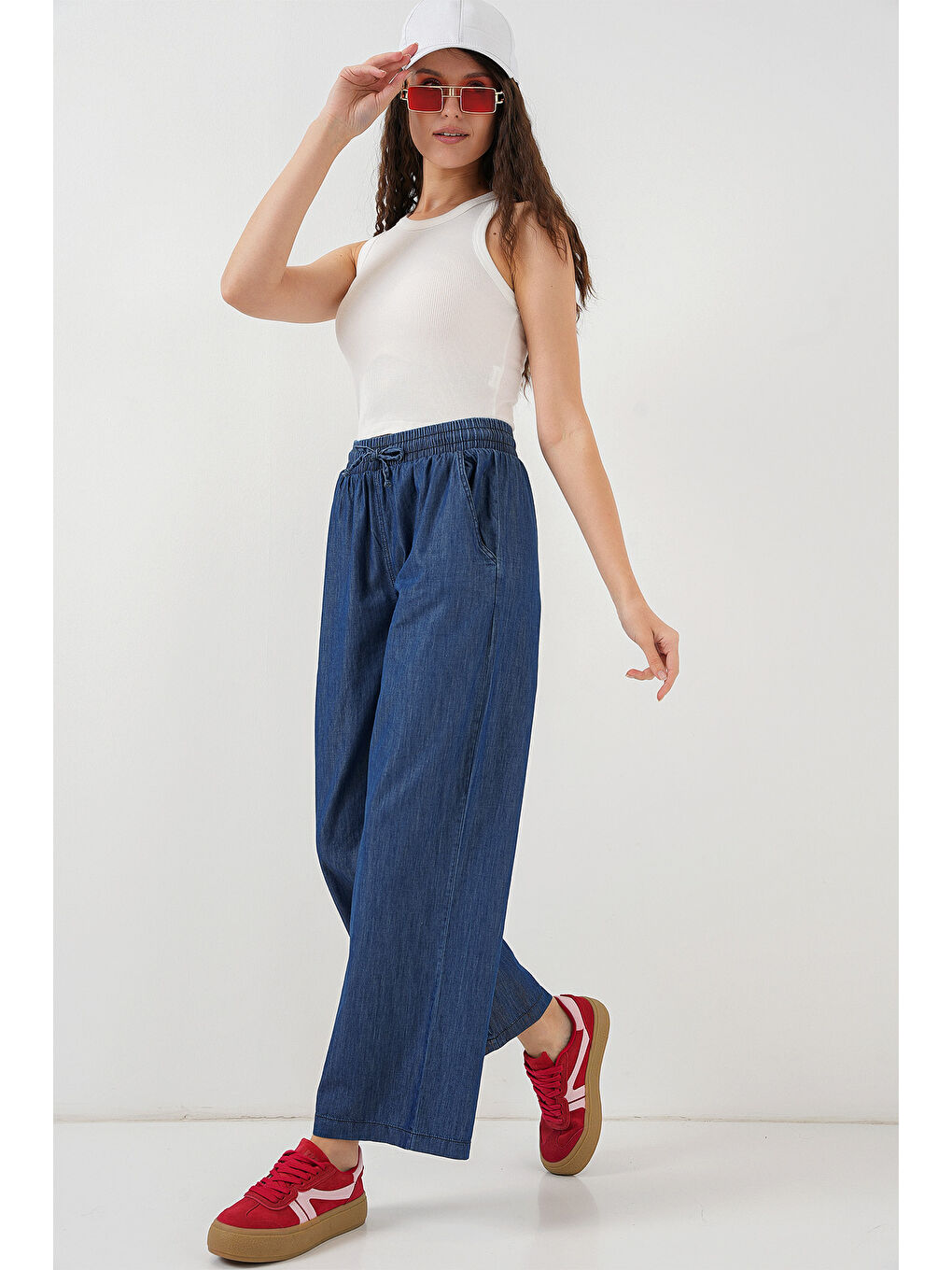 Kadın Rahat Kalıp Jean Pantolon 6707   Lacivert-4