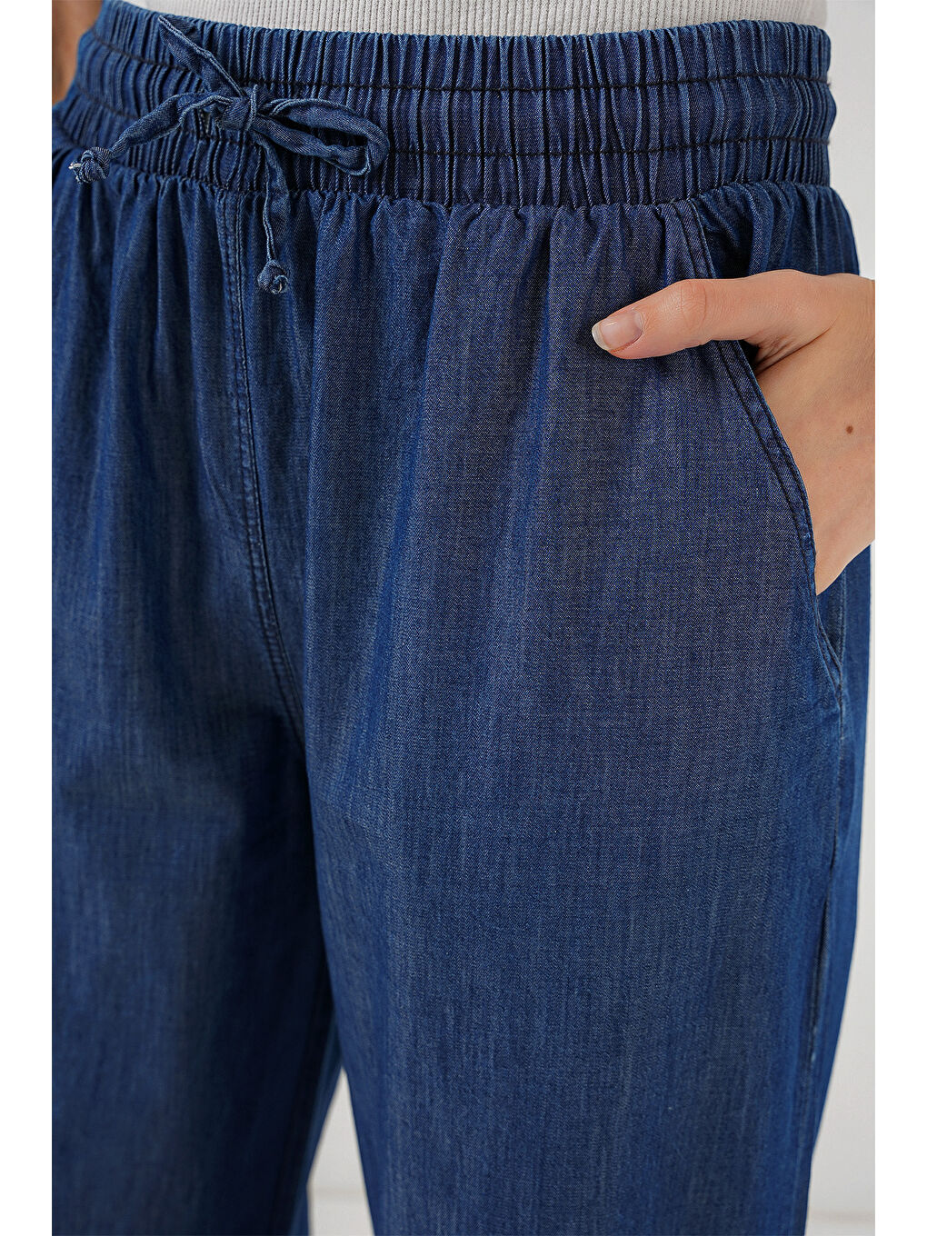 Kadın Rahat Kalıp Jean Pantolon 6707   Lacivert-5