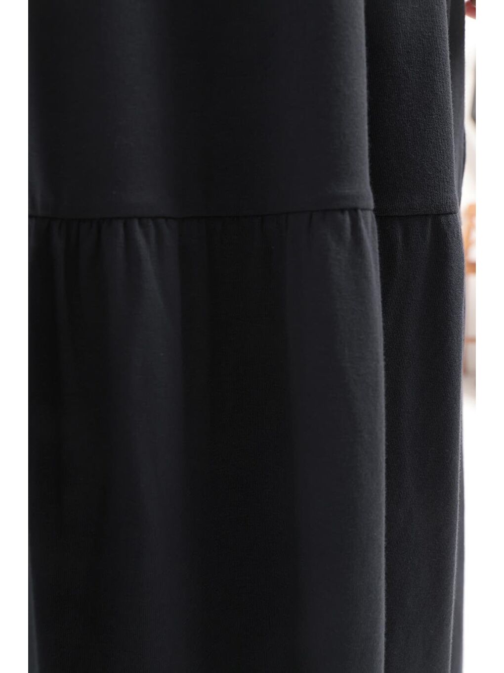 İndigo Pamuklu Fırfırlı Cepli Elastanlı Penye Elbise-4