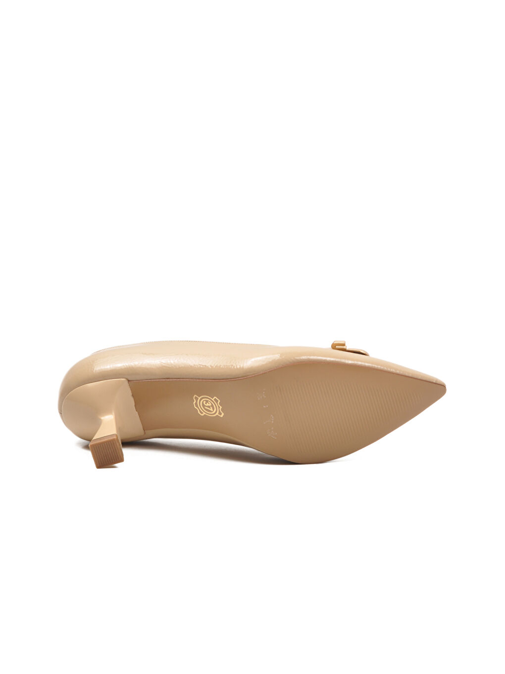 Bej Kırışık İnce Kısa Topuklu Kadın Abiye Ayakkabı 357189 Z-4