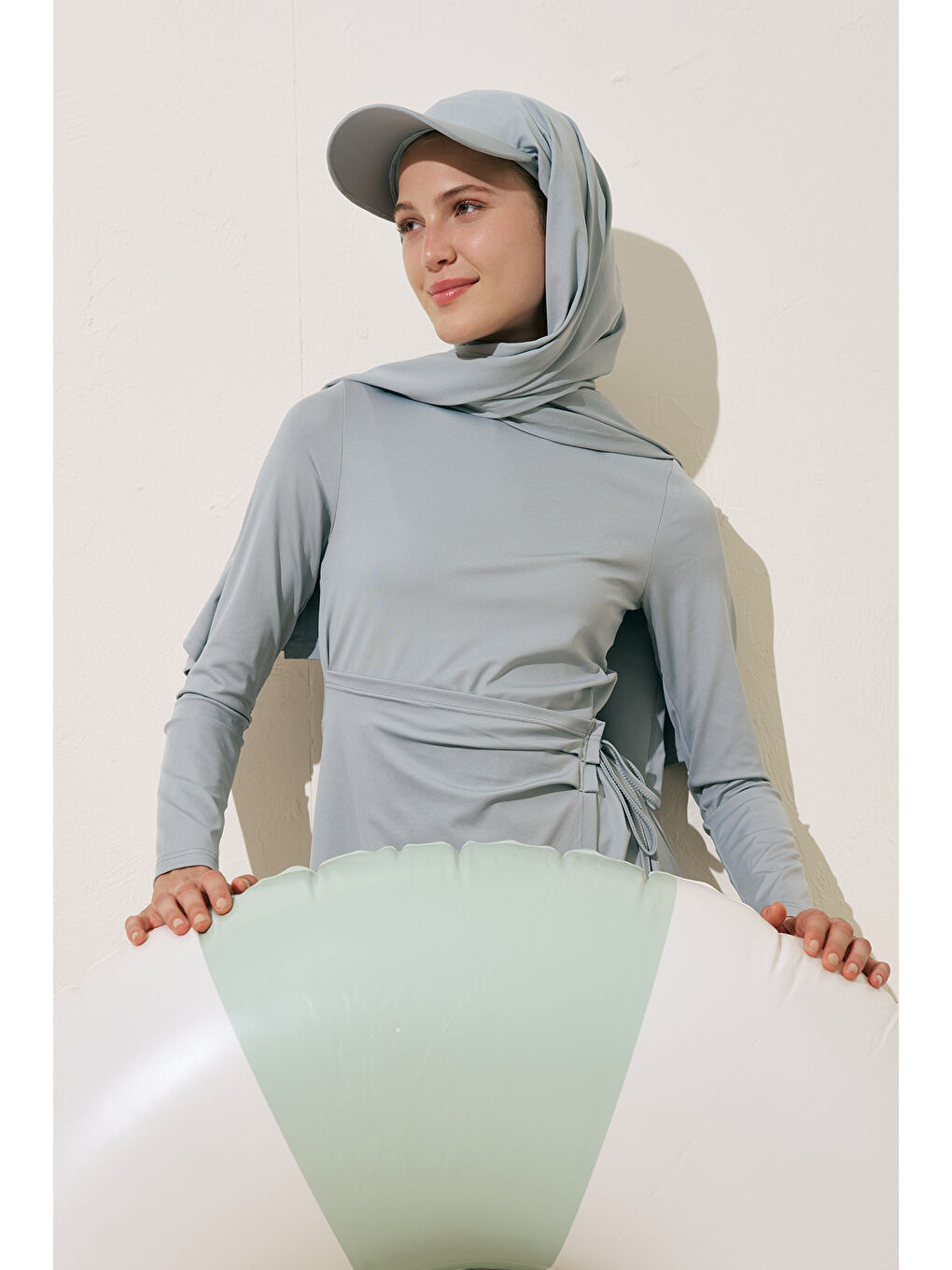 Anvelop Etekli Mayo Elbise Mavi-1