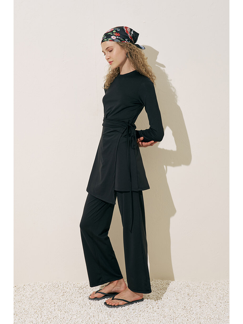 Anvelop Etekli Mayo Elbise Siyah-2