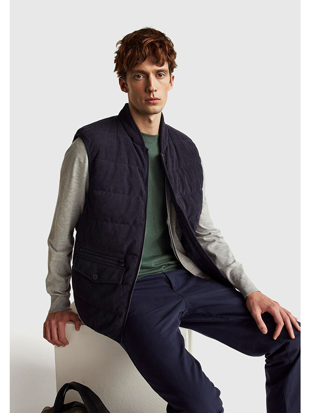 Erkek Yeşil %100 Pamuk Logo İşlemeli Bisiklet Yaka T-Shirt-4