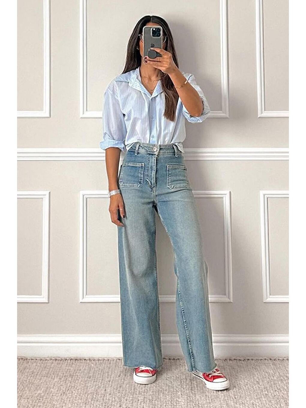 Açık Mavi Ön Cepli Kadın Jean Pantolon Mg2500-1