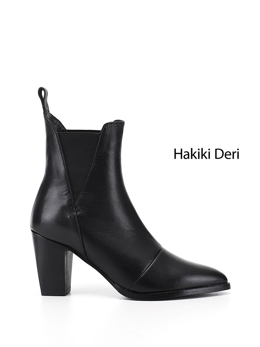 Siyah Kadın SİYAH Topuklu Hakiki Deri Chelsea Bot