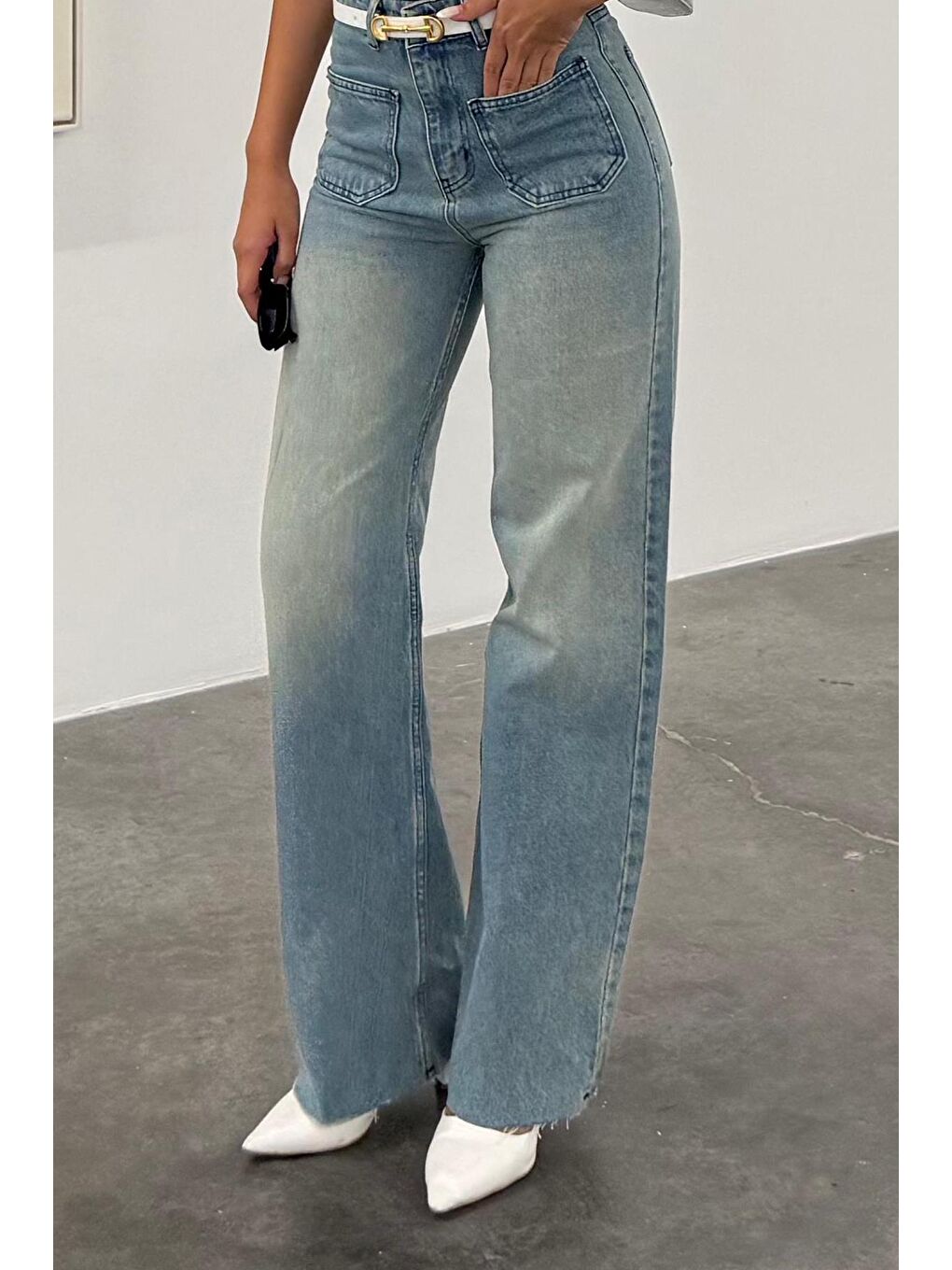 Açık Mavi Ön Cepli Kadın Jean Pantolon Mg2500-2