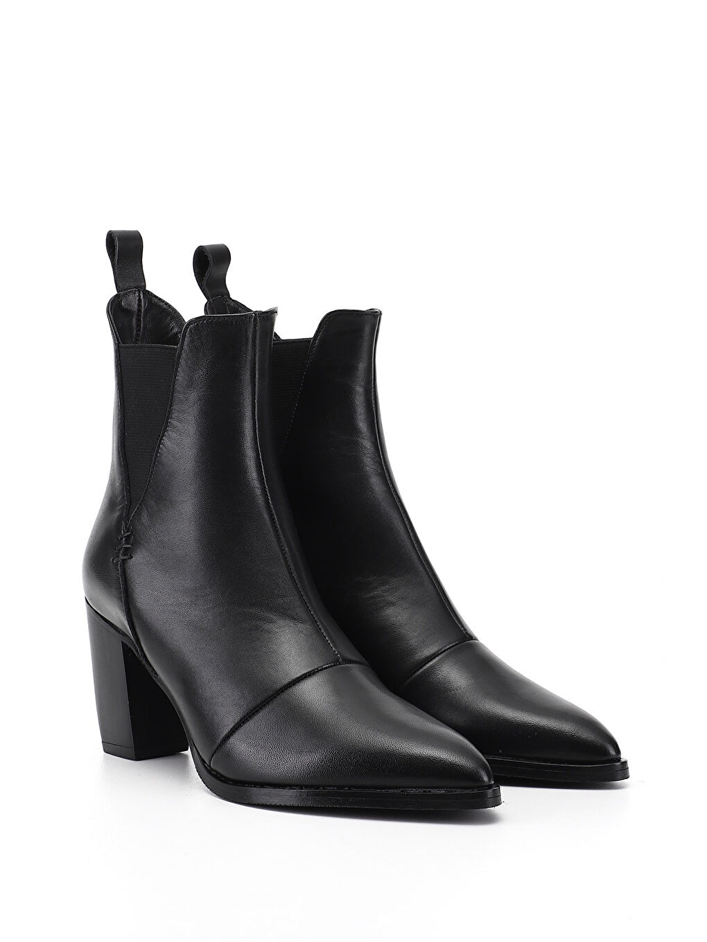 Siyah Kadın SİYAH Topuklu Hakiki Deri Chelsea Bot-2