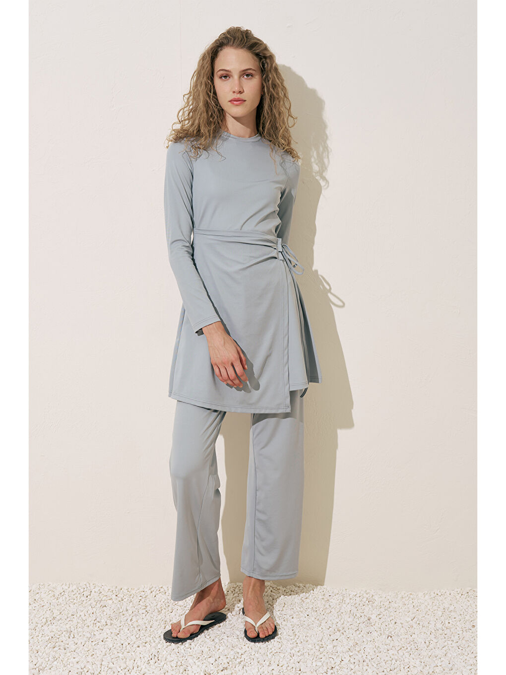 Anvelop Etekli Mayo Elbise Mavi-2