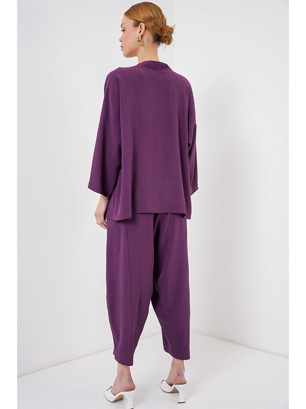 Kadın Kimono İkili Takım 6693 - Mürdüm-5