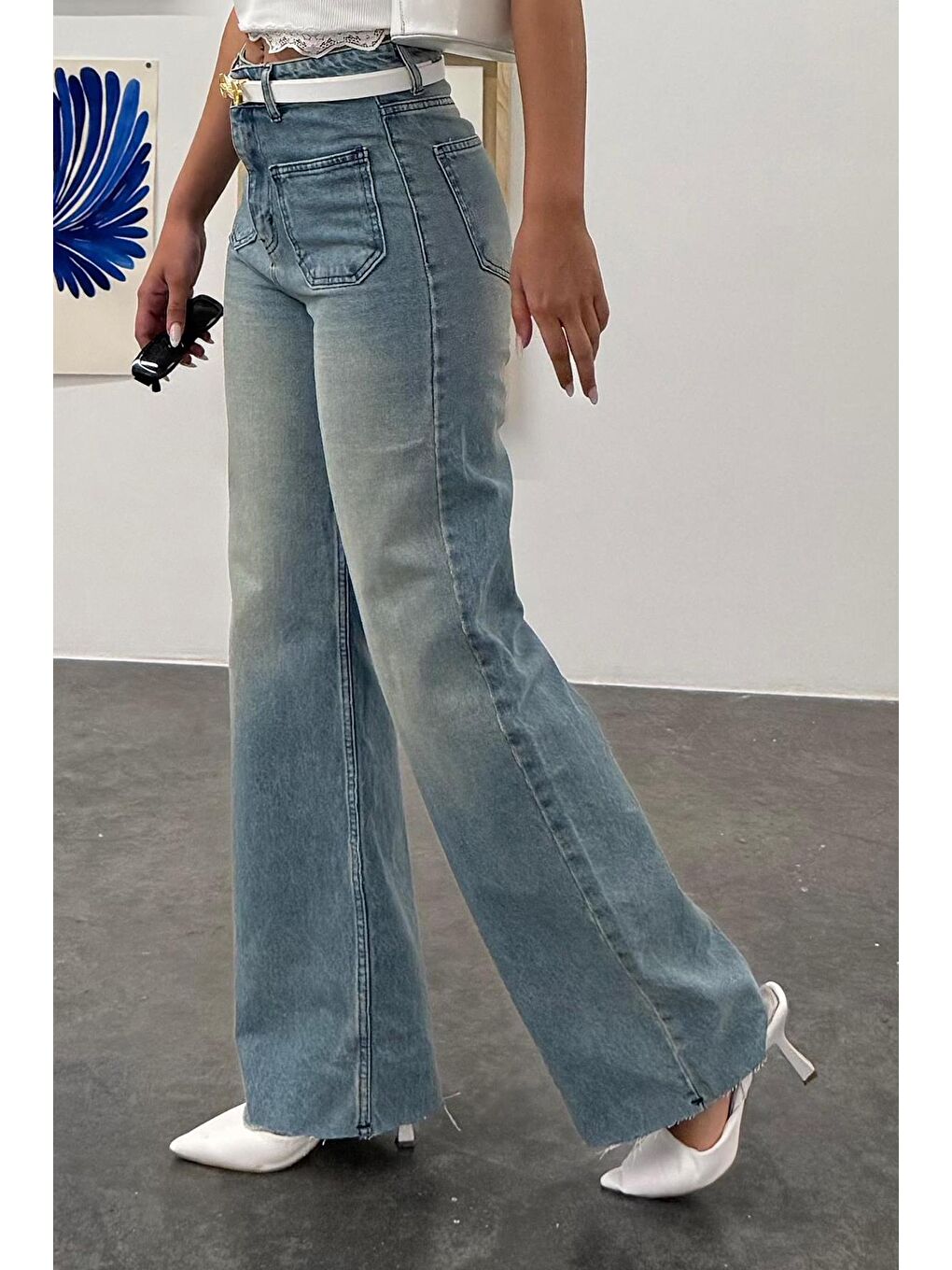 Açık Mavi Ön Cepli Kadın Jean Pantolon Mg2500-4