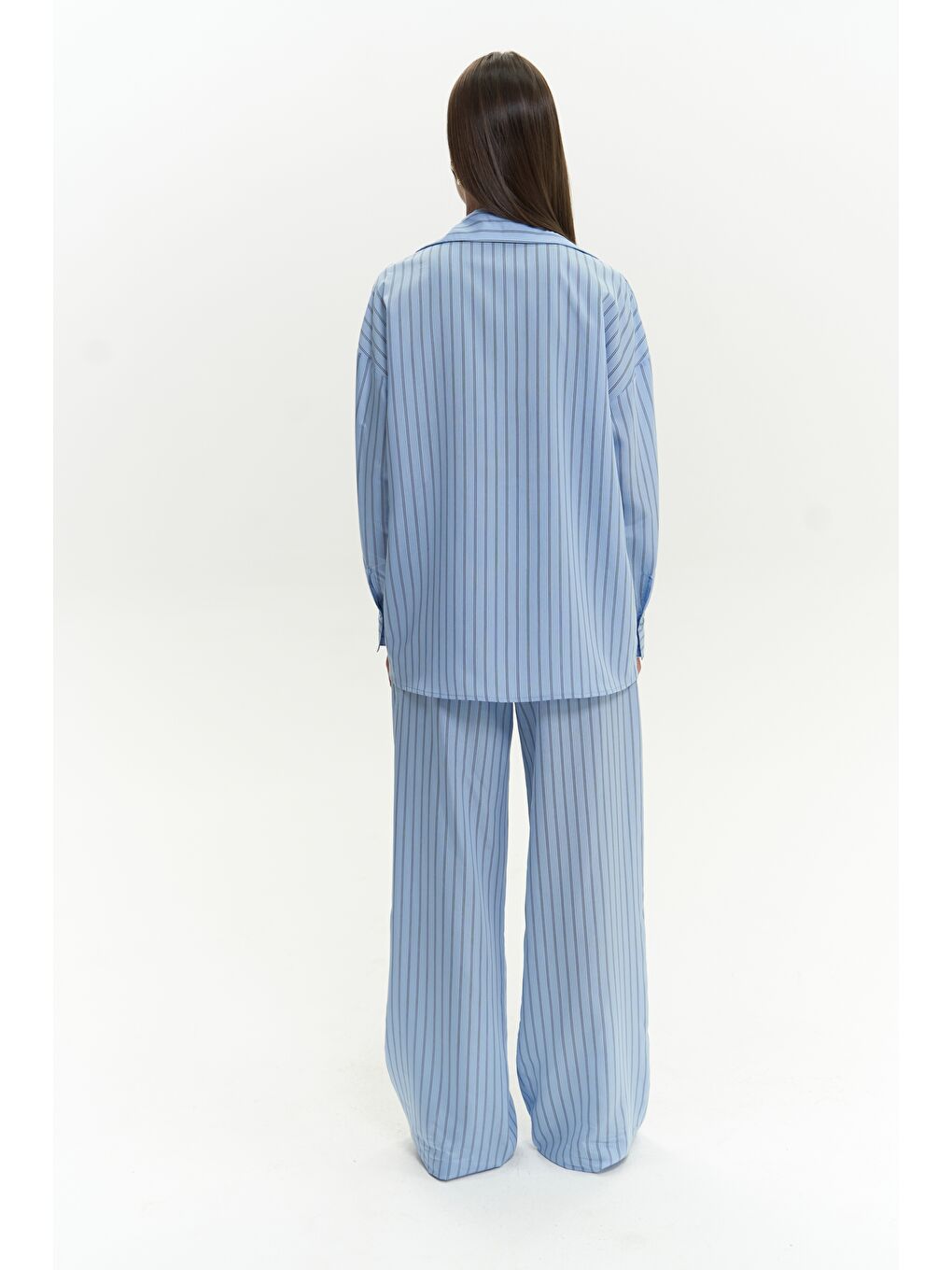 Berlin Çizgili Mavi Gömlek Pantolon Takım-3