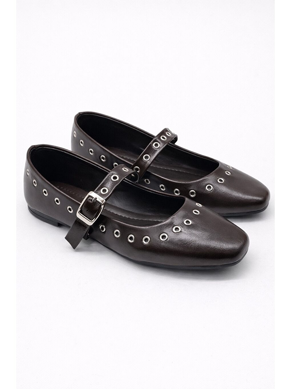 Kahverengi SH-900 Zımbalı Babet Günlük Kadın Ayakkabı  Ev Babeti