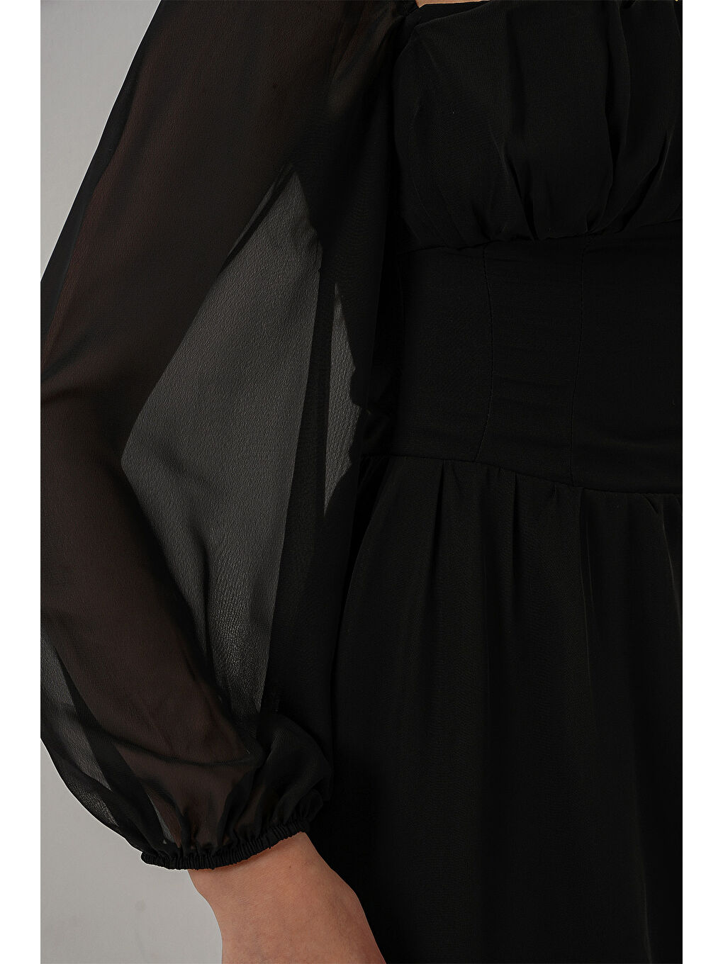 Kadın Mini Tül Elbise 2514 - Siyah-5