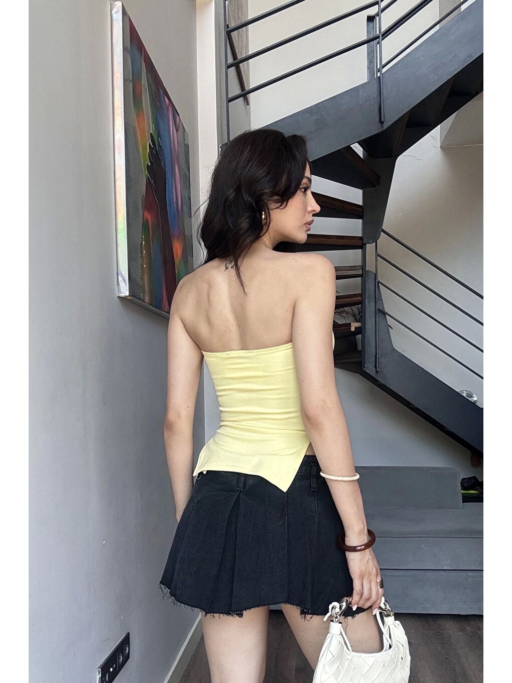Kadın Sarı Yırtmaçlı Crop 0309-4