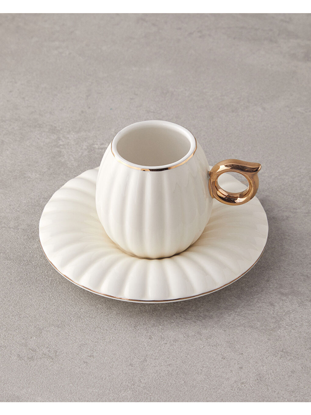 Polka New Bone China 12 Parça 6 Kişilik Kahve Fincan Takımı Beyaz-2