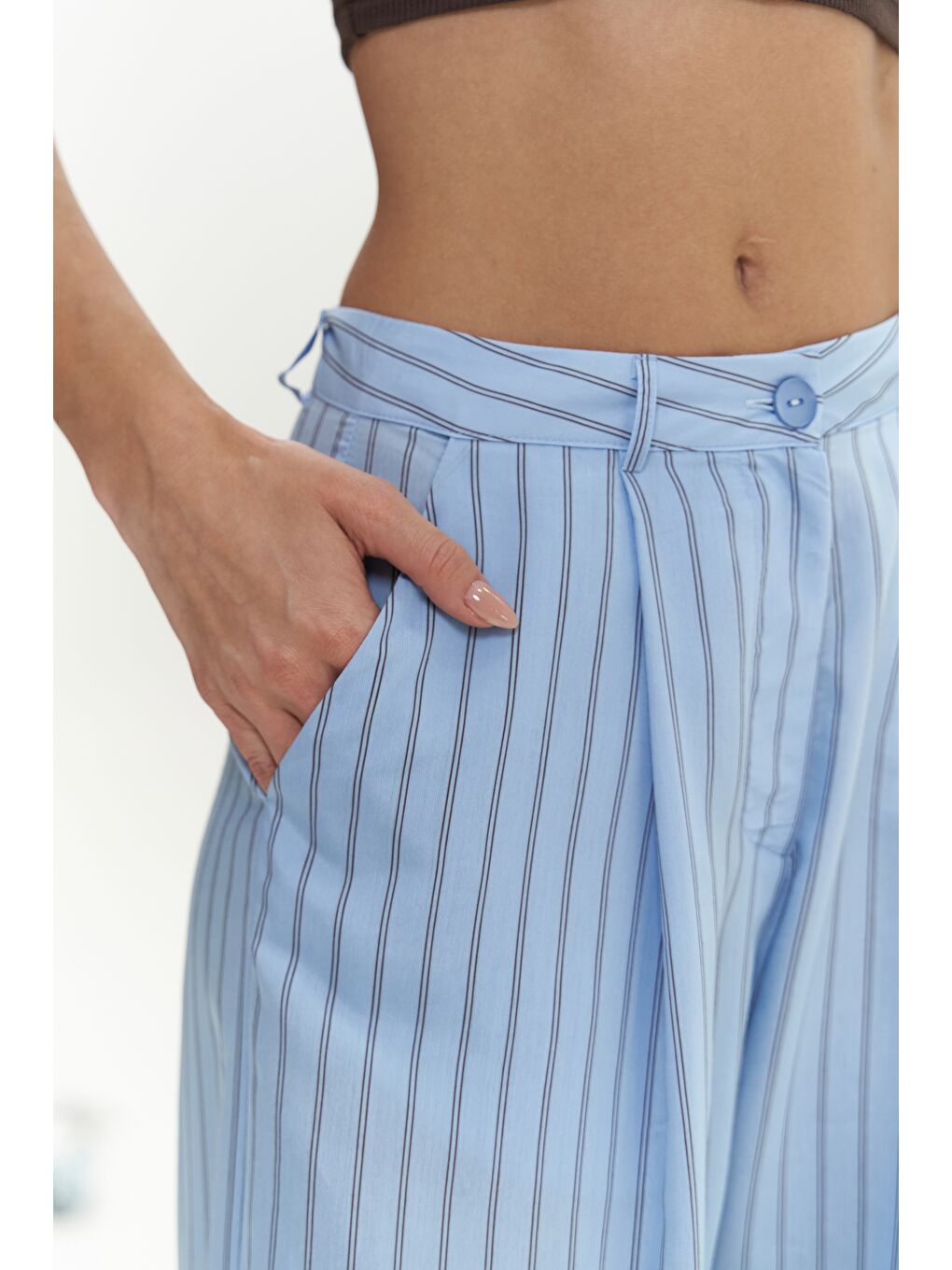 Berlin Çizgili Mavi Gömlek Pantolon Takım-6