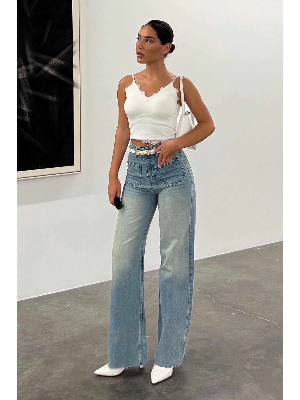 Açık Mavi Ön Cepli Kadın Jean Pantolon Mg2500-8