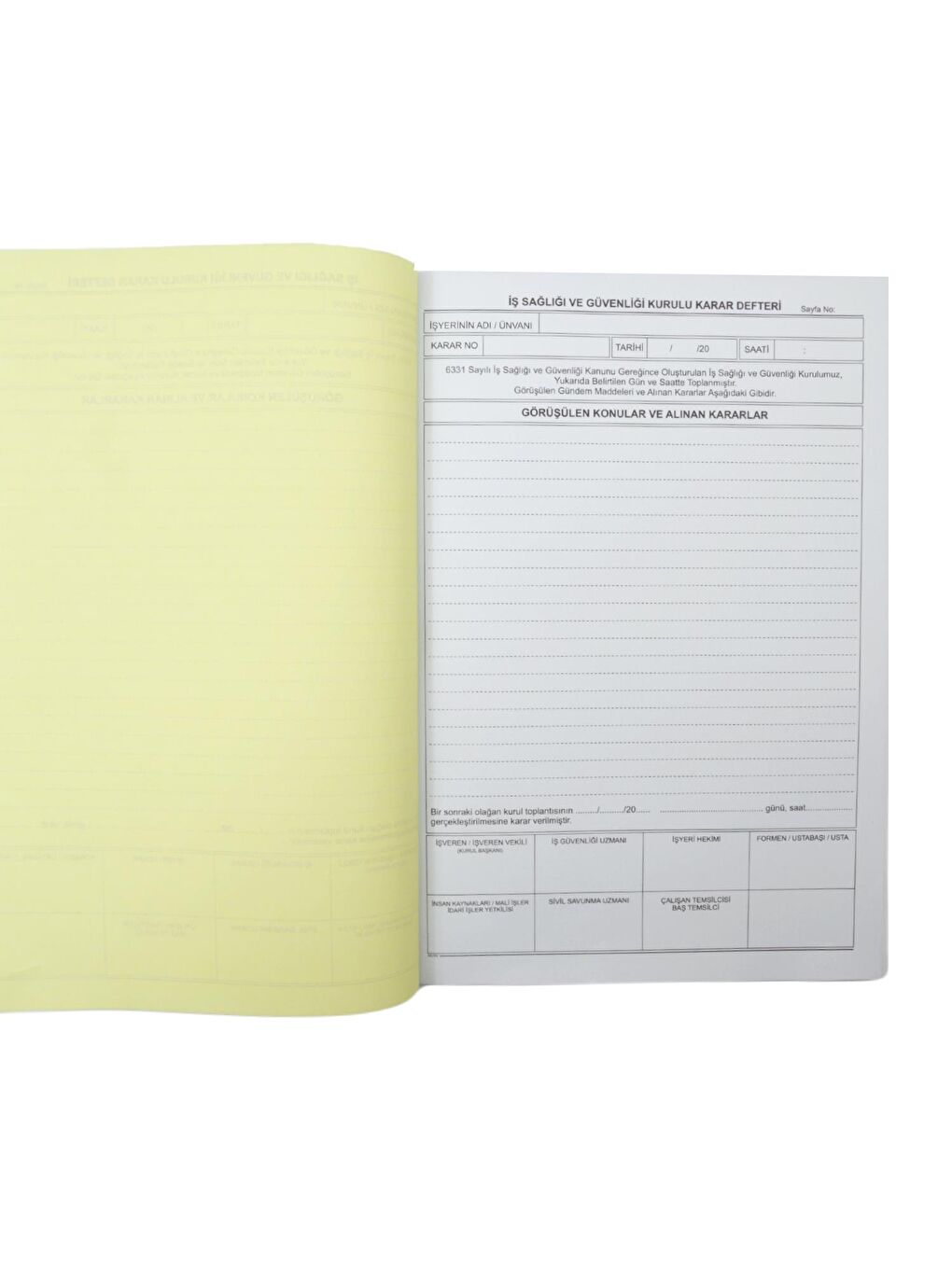 A4 İşçi Sağlığı ve İş Güvenliği Kurulu Karar Defteri Kod:213-2