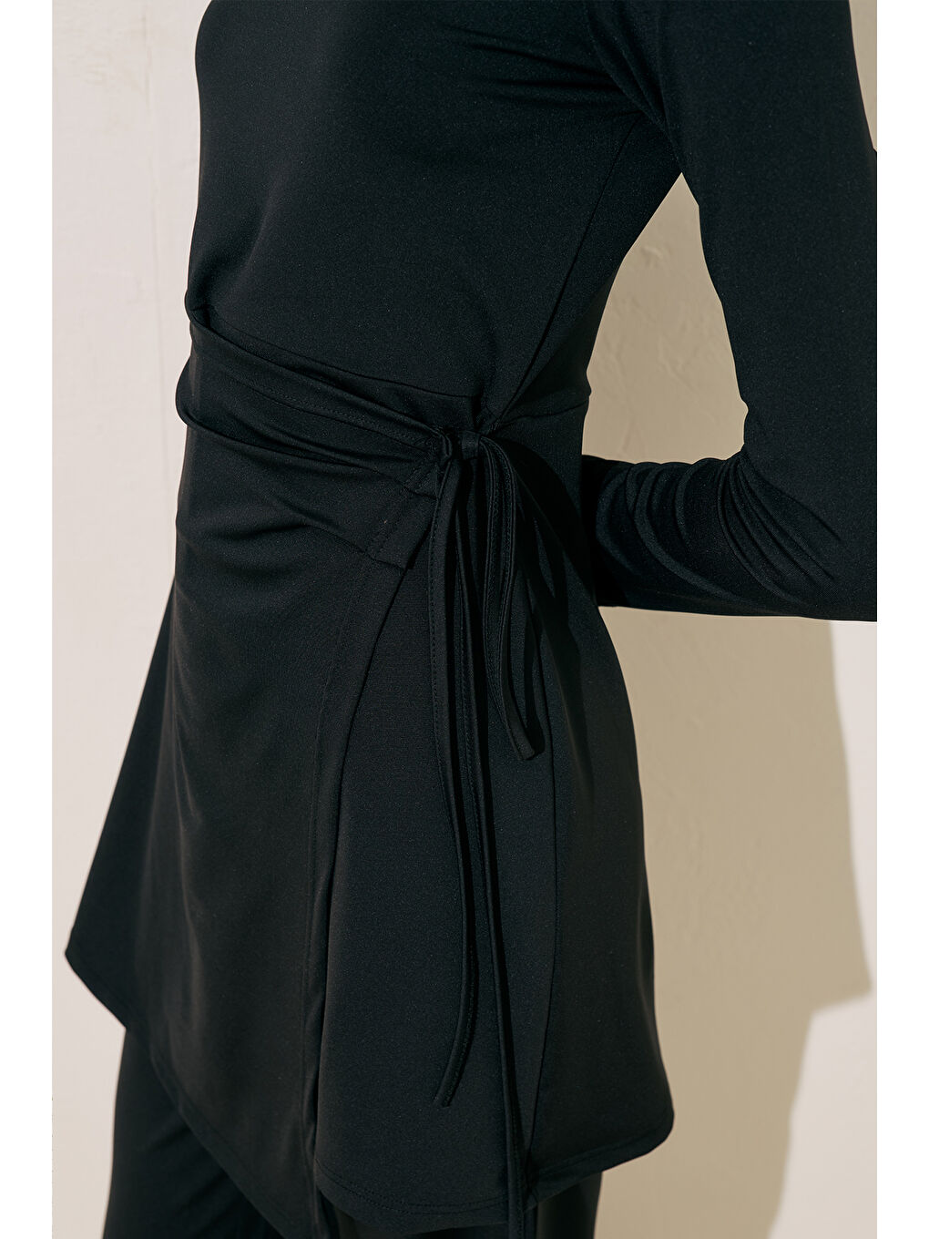 Anvelop Etekli Mayo Elbise Siyah-4