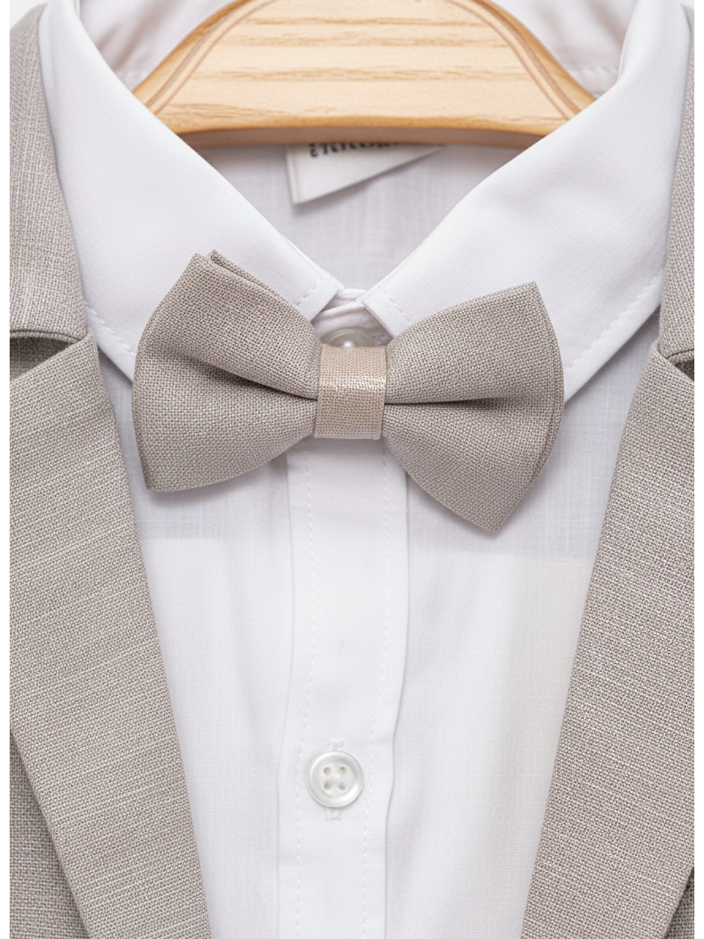 Gri Erkek Çocuk Pamuklu Bej Ceketli Klasik Takım (4 Parça)-3