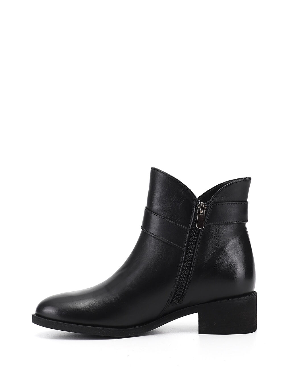 Siyah Kadın SİYAH Fermuarlı Kalın Topuklu Hakiki Deri Bot-3