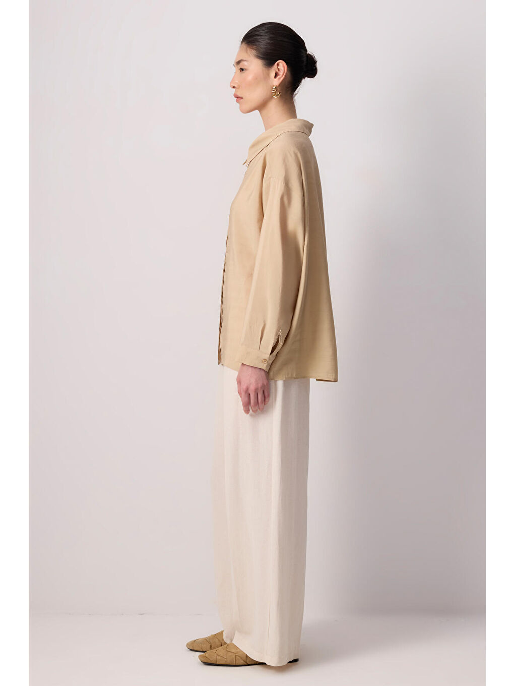 Bej Oversıze Gömlek-2