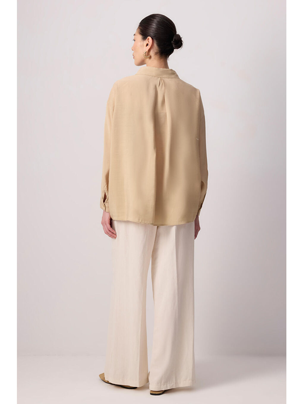 Bej Oversıze Gömlek-3