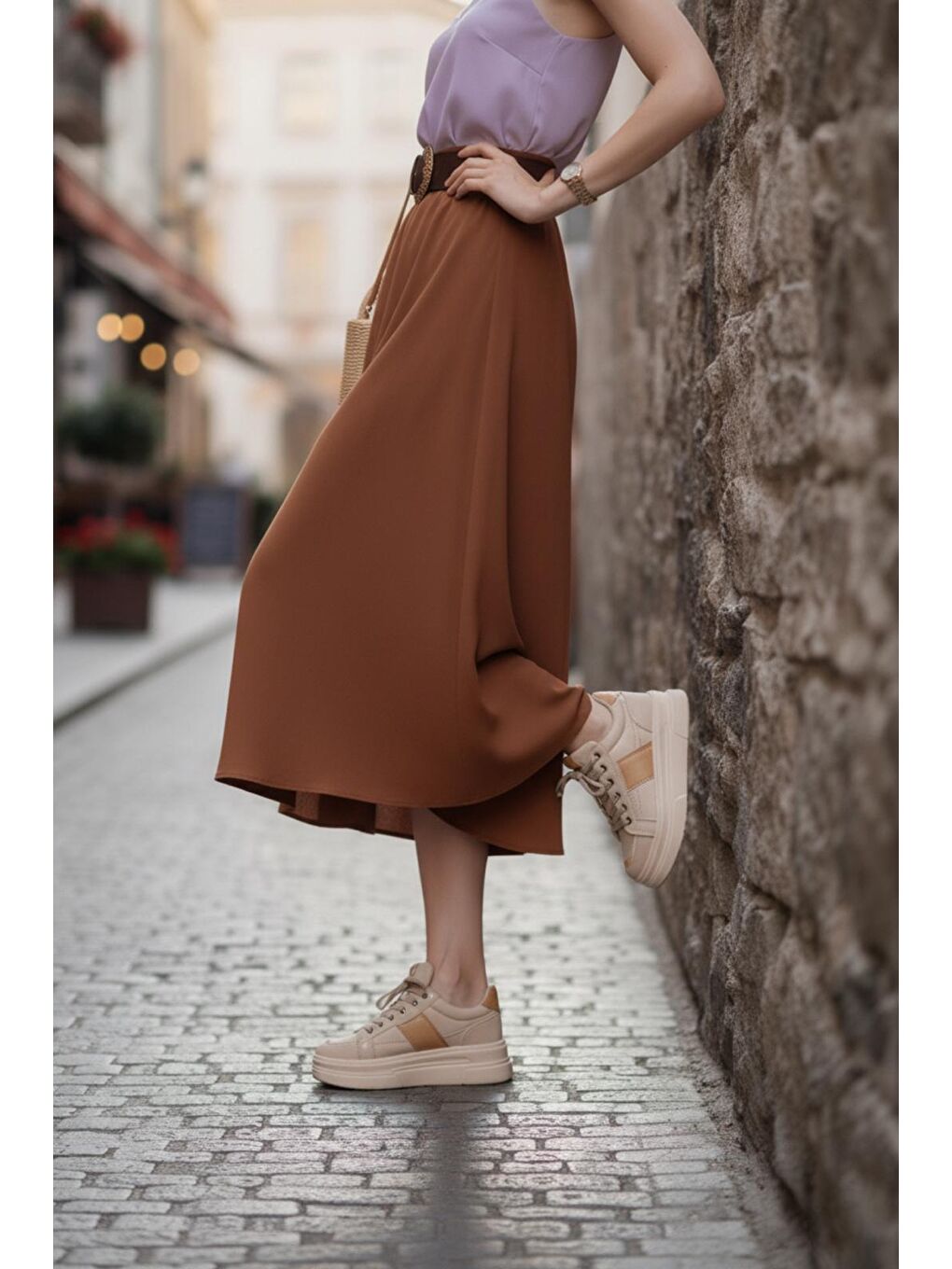 Kahverengi Garantili Tetra Nud-Bej Günlük Ortopedik Kadın Sneaker Spor Ayakkabı-2