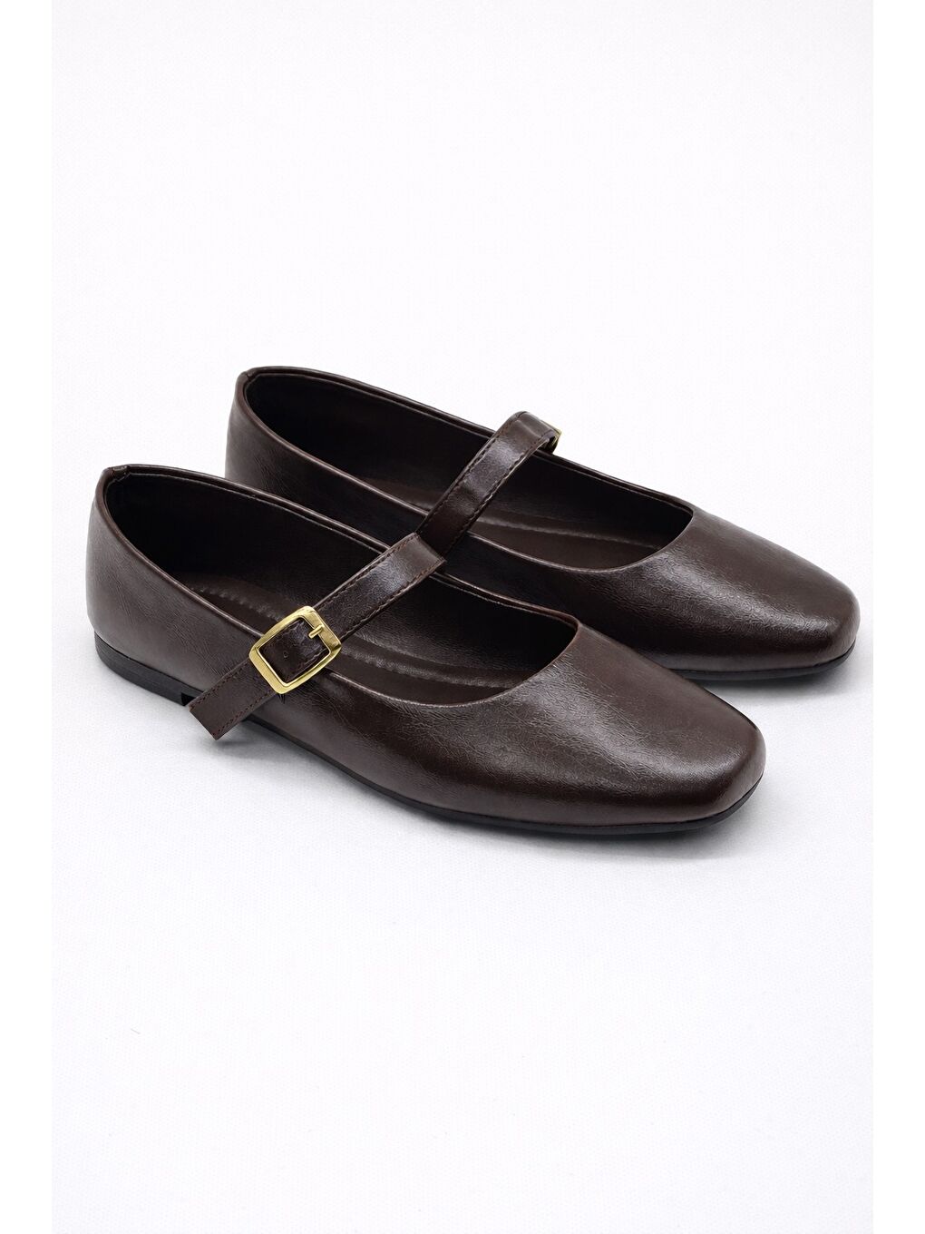 Kahverengi SH-950 Tokalı Babet Günlük Kadın Ayakkabı  Ev Babeti