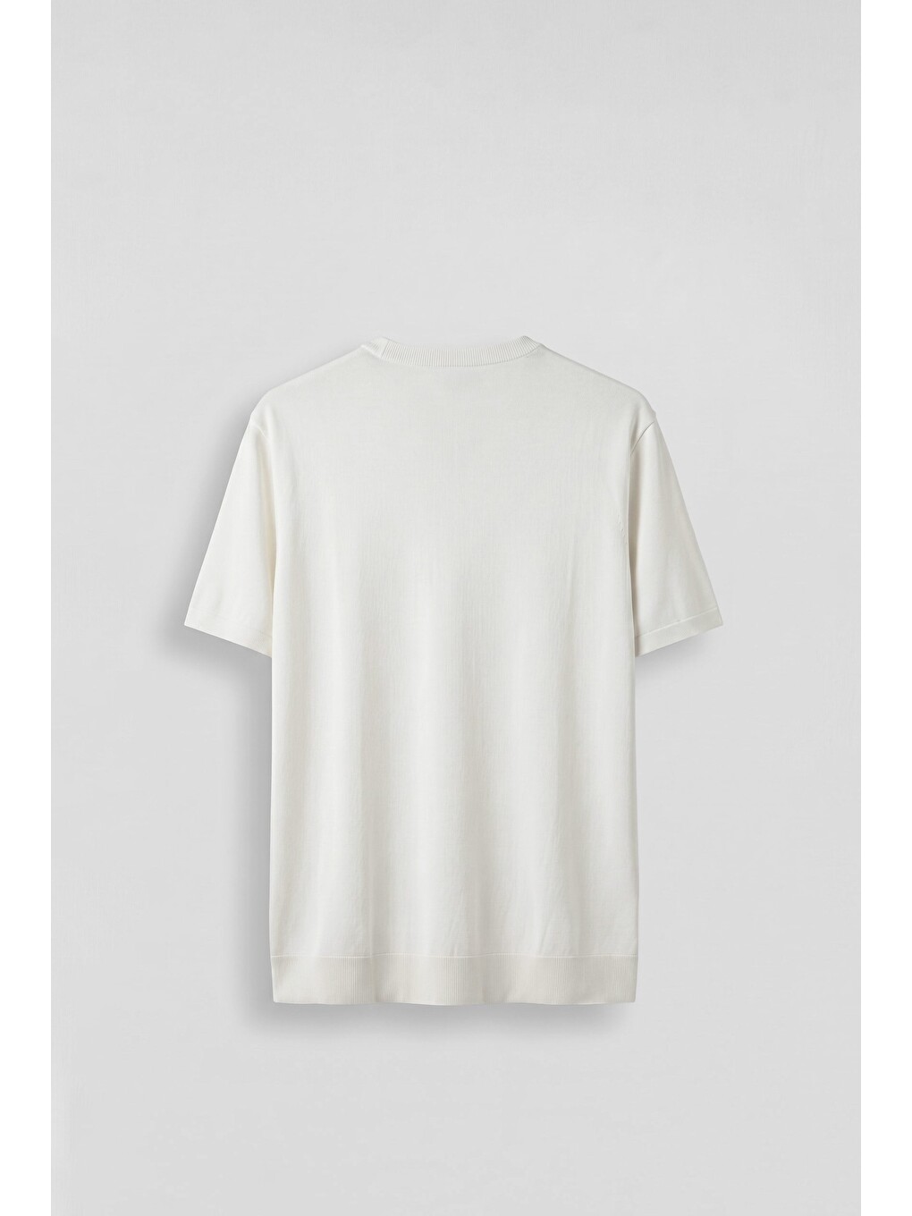 Erkek Slim Fit Triko Bisiklet Yaka Basic T-Shirt Ekru-1
