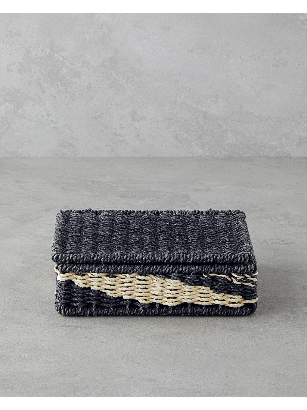 Denver Kağıt İp Dekoratif Kutu 15x20x5 cm Natural-Siyah