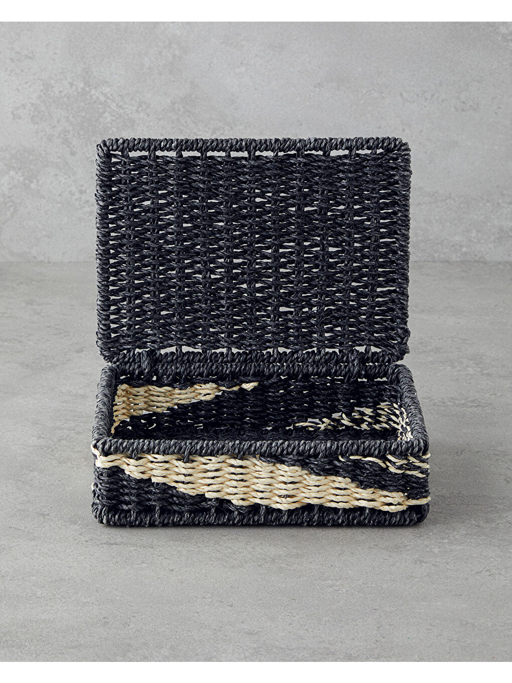 Denver Kağıt İp Dekoratif Kutu 15x20x5 cm Natural-Siyah-1
