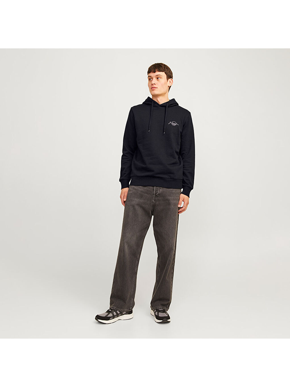 Ferris Erkek Siyah Kapüşonlu Sweatshirt-1