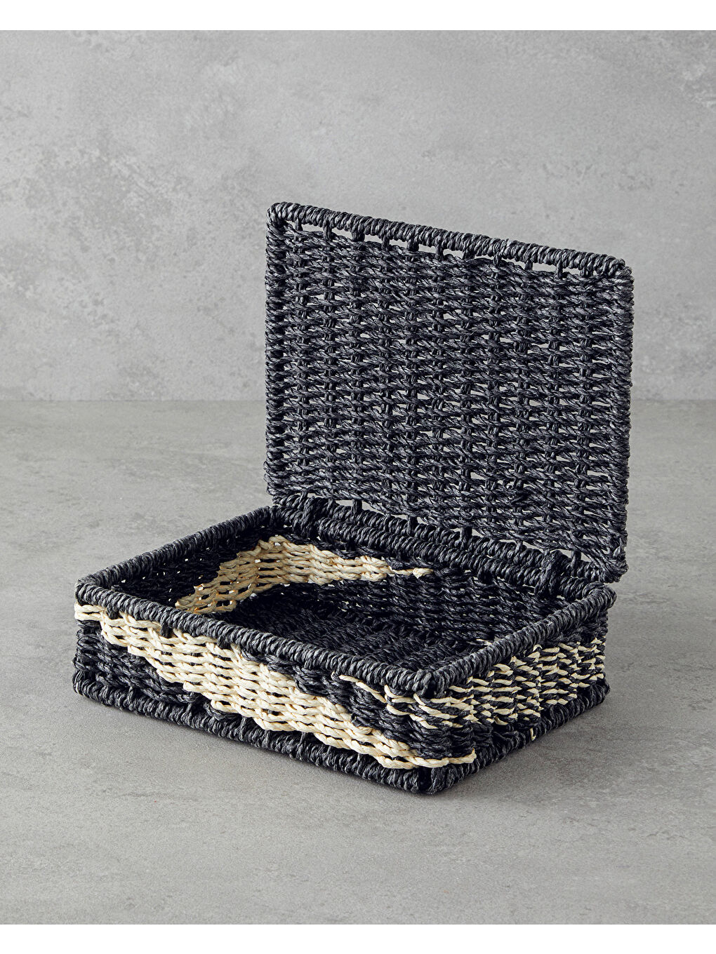 Denver Kağıt İp Dekoratif Kutu 15x20x5 cm Natural-Siyah-2