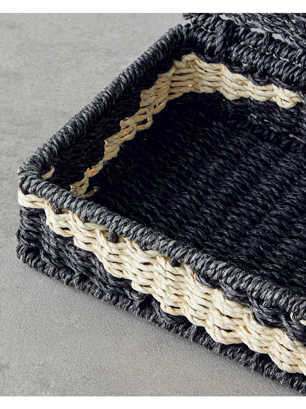 Denver Kağıt İp Dekoratif Kutu 15x20x5 cm Natural-Siyah-3