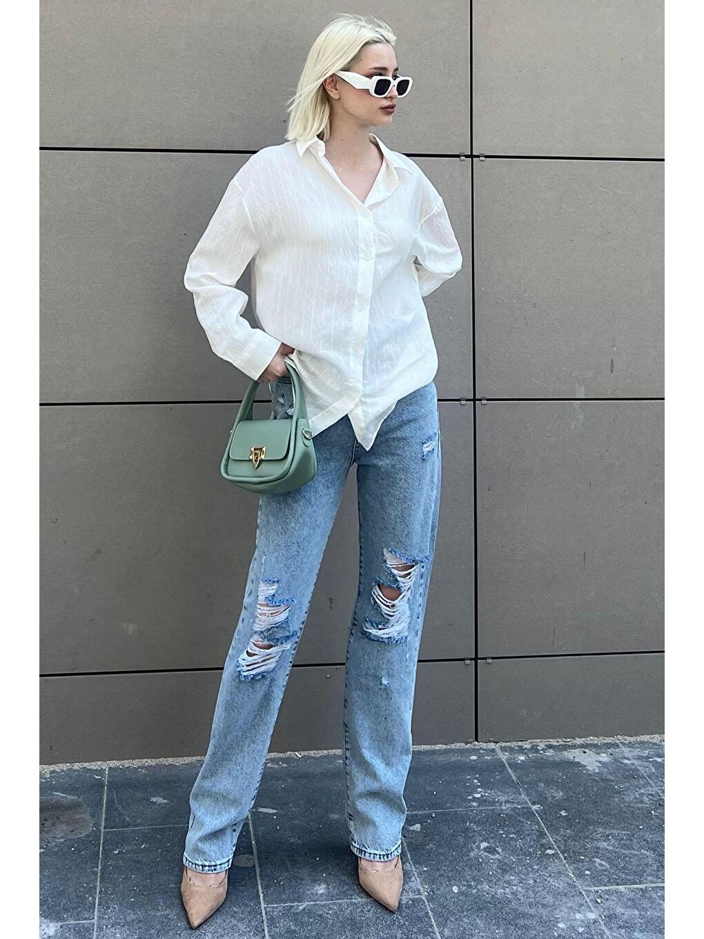 Açık Mavi Straight Fit Jean Mg2031-1