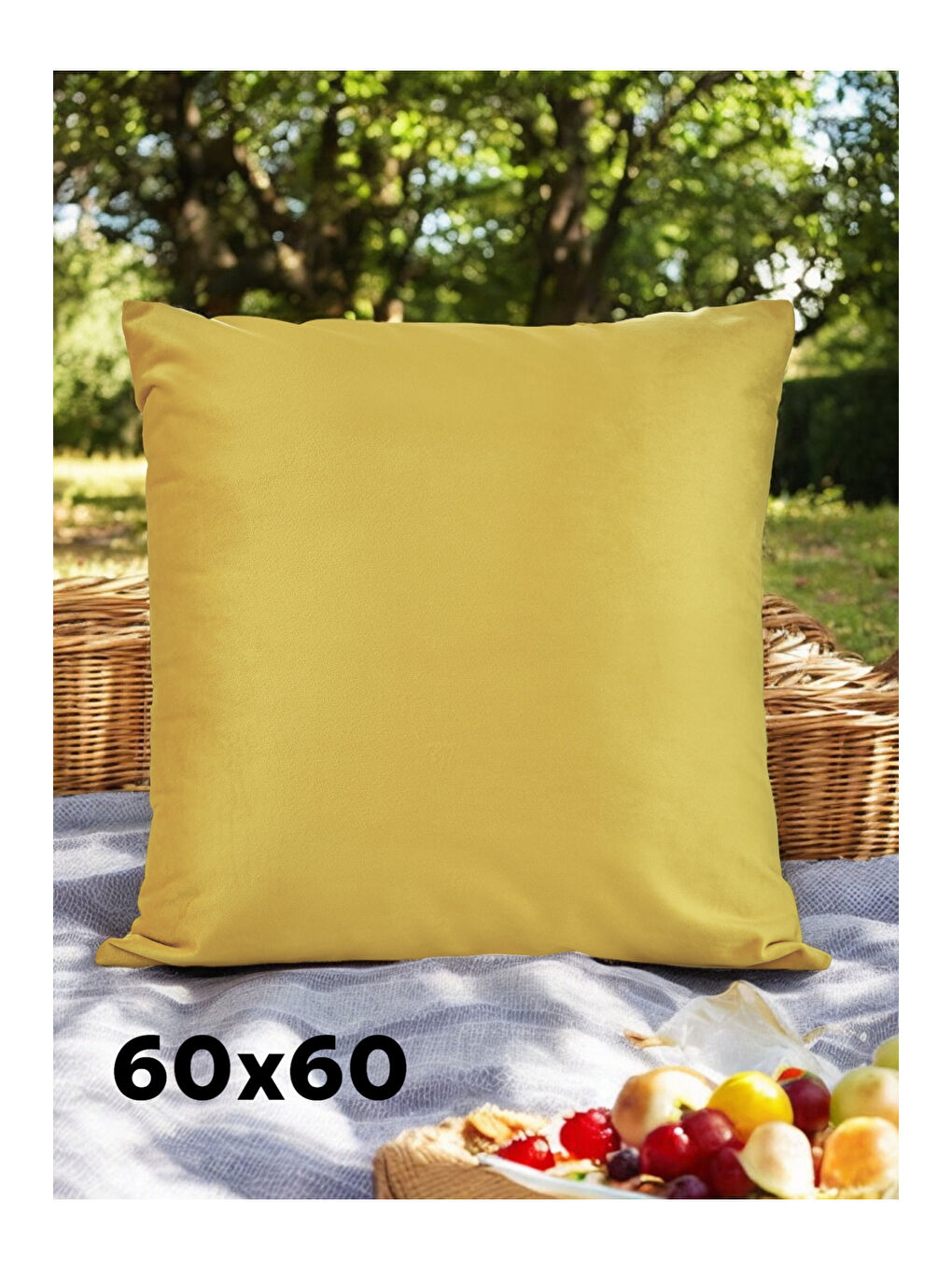 Malcolm Kadife Dokulu Sarı Kırlent Kılıfı-60x60