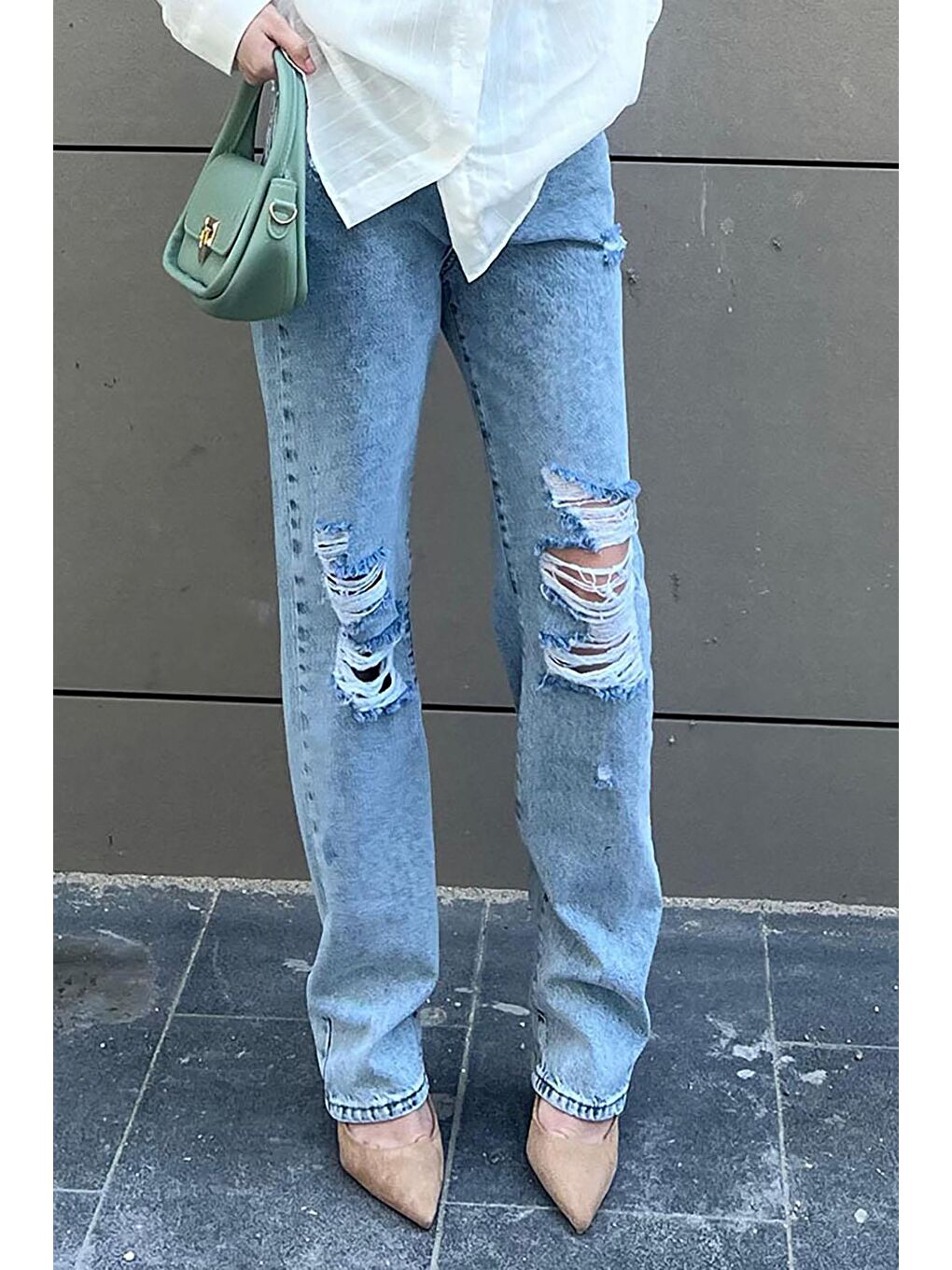 Açık Mavi Straight Fit Jean Mg2031-2